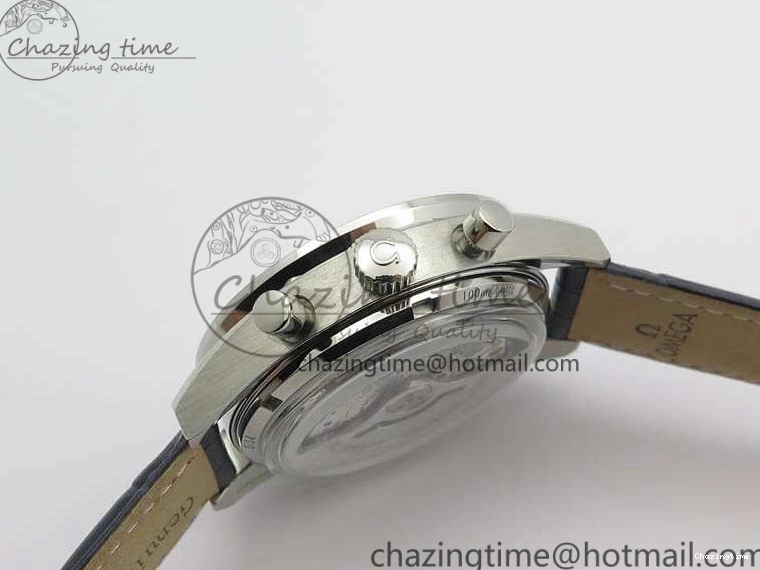 0808 Unique Speedmaster ’57 Co-Axial OMF 1:1 Best Edition White Dial Blue Markers A9300 (Free Leather Strap) 8132